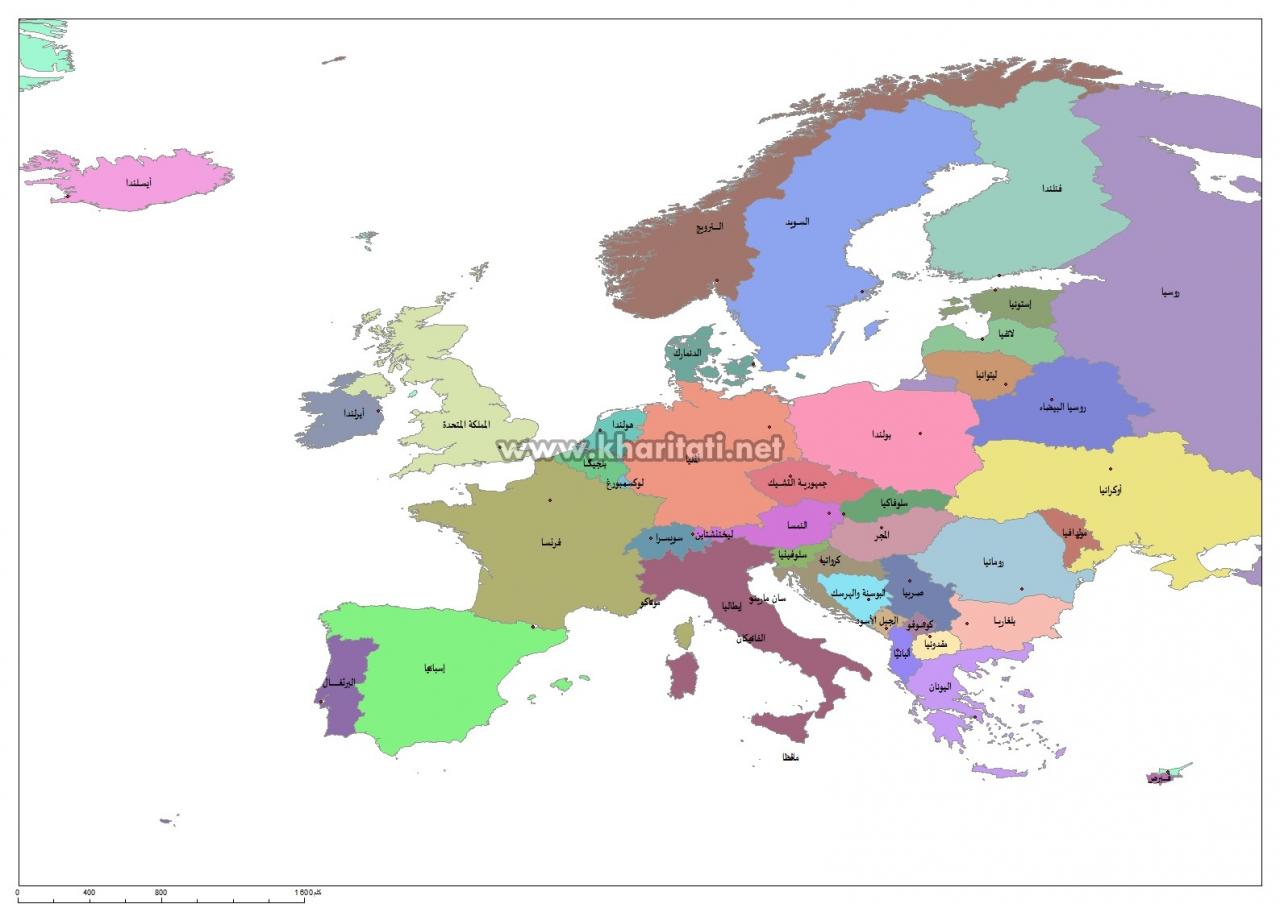 خريطة دول اوروبا،توضيح الحدود التي تخص قاره اوروبا و حجمها 9258 4