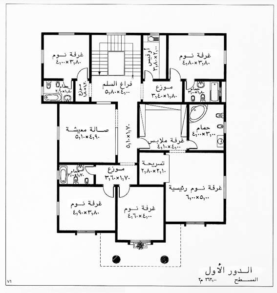 مخطط شقة خمس غرف - اختار تصميم لبيتك من هنا 10682